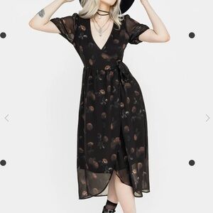 Disturbia Black Floral Midi Dress